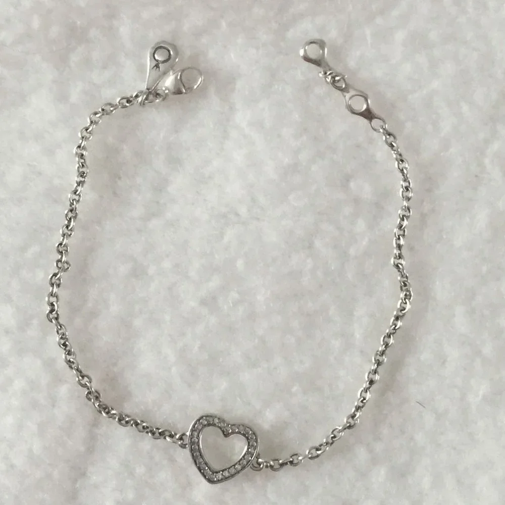 17 18 19 20cm Pandora SYMBOL OF LOVE Bracelet Heart Retired - Picture 3 of 3